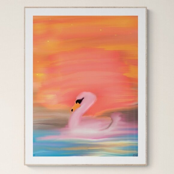 Whimsical Swan | Kids Art | Modern Wall Art Decor | Minimalist Digital Prints - Picture 1 of 4